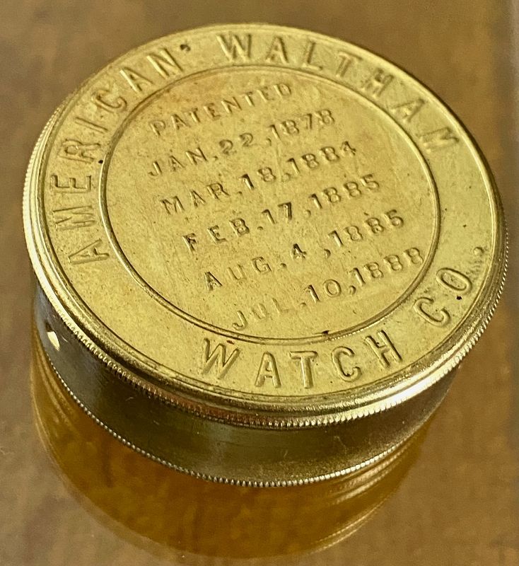 1878. AMERICAN WALTHAM WATCH Co. MOVEMENT GILT TIN 18 Size