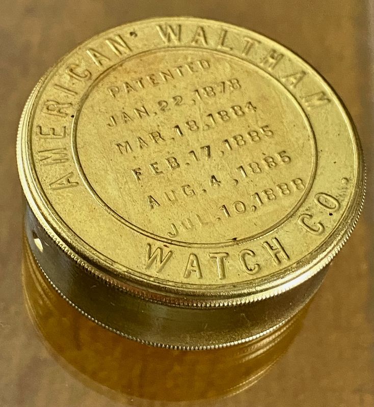 1888 AMERICAN WALTHAM WATCH Co. MOVEMENT GILT TIN 16 Size