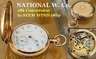NATIONAL W.Co. 10 Size 18k GOLD Conversion to STEM WIND 1869