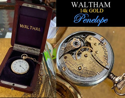 Waltham 14k GOLD PENELOPE 3/0 Size Open Face Two-Tone with SLIDER 1899