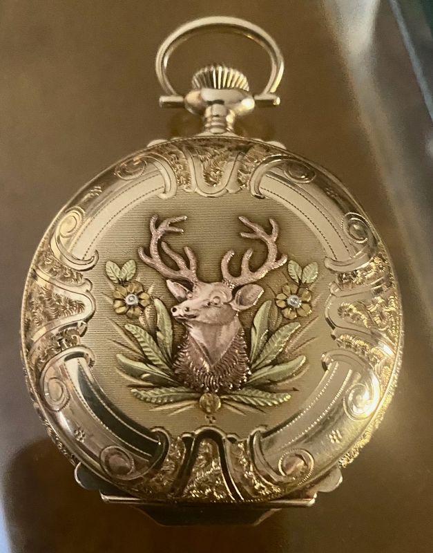 ELGIN 14k Gold MULTI-COLOR BOX HINGED ELK 16 Size C: 1918