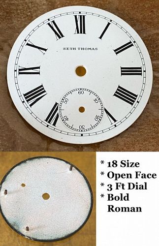 SETH THOMAS BOLD ROMAN DIAL 3 Ft. Open Face Model NOS 1890