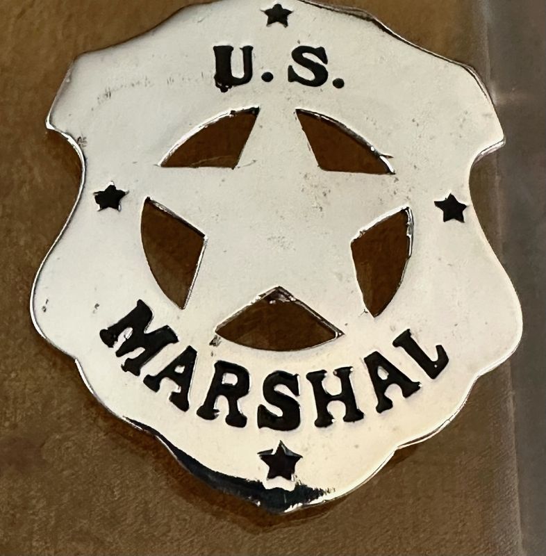 Official U.S. Marshals BADGE Sterling SIlver 65mm by 70mm OLD WEST