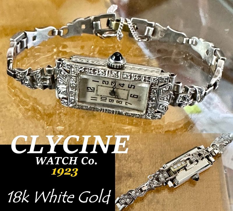 CLYCINE Watch Co. Ladies 18k WHITE GOLD DIAMOND BRACELET 1923.