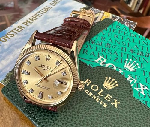 ROLEX 14k GOLD Oyster Perpetual DATE Ref. 1500 DIAMOND DIAL 1968