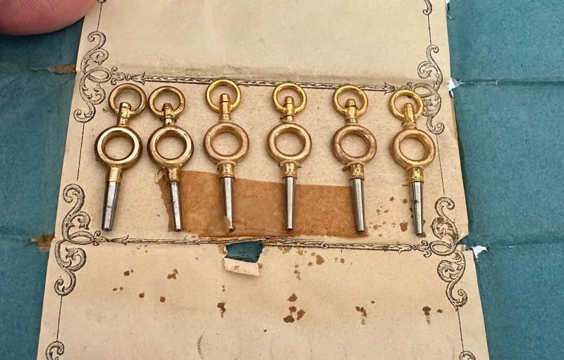 Pocket Watch Winding KEYS OEM 6 unused Keys Circa: 1896