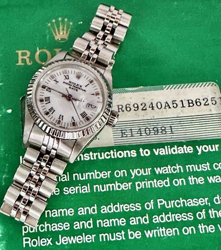 ROLEX Ladies DATE all STAINLESS STEEL Box & Papers Ref. 69240