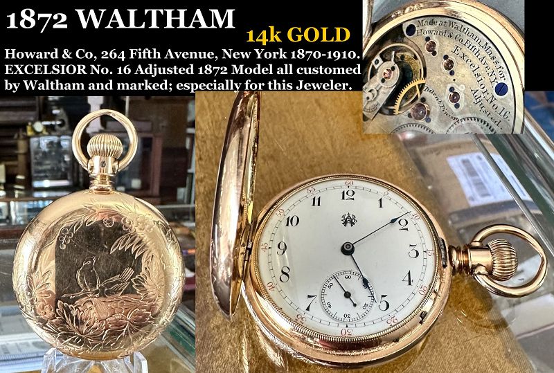 1872 WALTHAM 14k GOLD Howard & Co. 5th Ave. N.Y. 1889