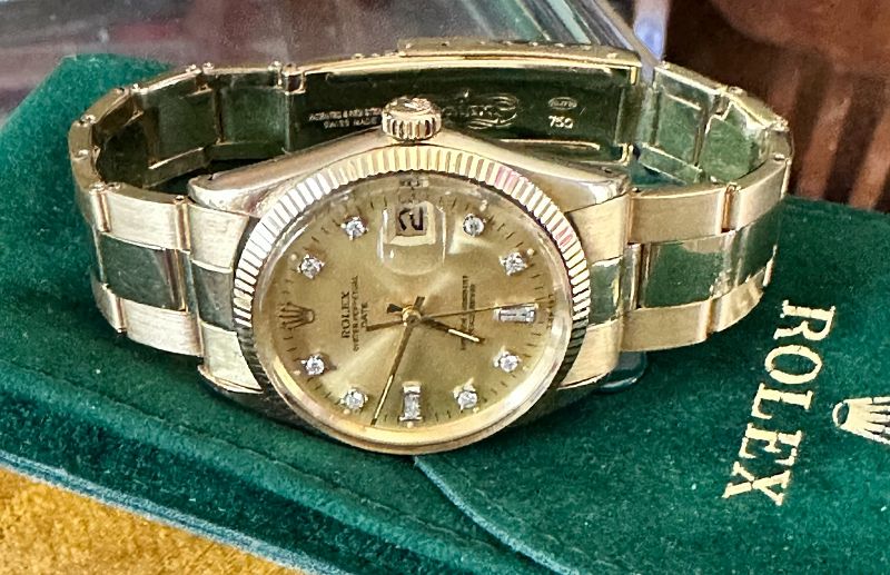 ROLEX 14k GOLD DATE Ref. 1500 DIAMOND Champagne DIAL 1968