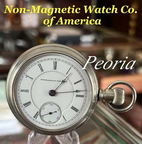PEORIA Non-Magnetic Watch Co. of America 18 size, Hunting 15j 1898