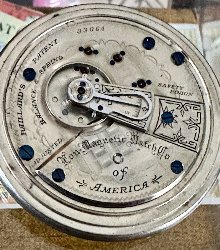 PEORIA W. Co. 18 size Modified by NON-MAGNETIC WATCH Co. 1887