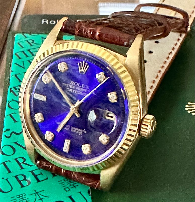 ROLEX 18k GOLD Ref. 1601 COLBALT BLUE DIAMOND DIAL 1968