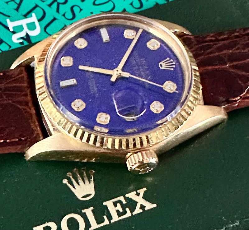 ROLEX 18k GOLD Ref. 1601 COLBALT BLUE DIAMOND DIAL 1968