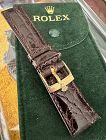 Rolex 16mm Yellow Gold Plate Buckle 20mm Tobacacco Crocodile Strap