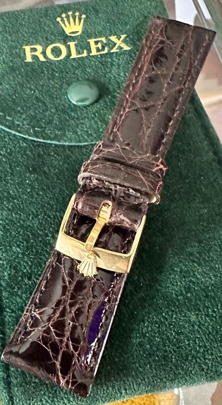 Rolex 16mm Yellow Gold Plate Buckle 20mm Tobacacco Crocodile Strap