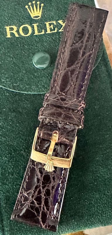 Rolex 16mm Yellow Gold Plate Buckle 20mm Tobacacco Crocodile Strap