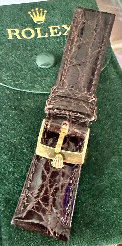 Rolex 16mm Yellow Gold Plate Buckle 20mm Tobacacco Crocodile Strap