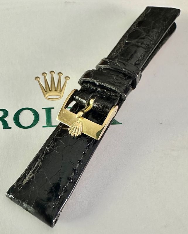 ROLEX 14mm Buckle 18k Gold ROLEXSA .750 SWISS 16mm Black Crocodile