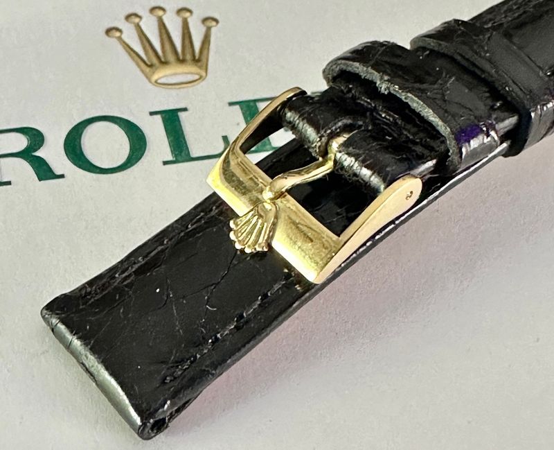 ROLEX 14mm Buckle 18k Gold ROLEXSA .750 SWISS 16mm Black Crocodile