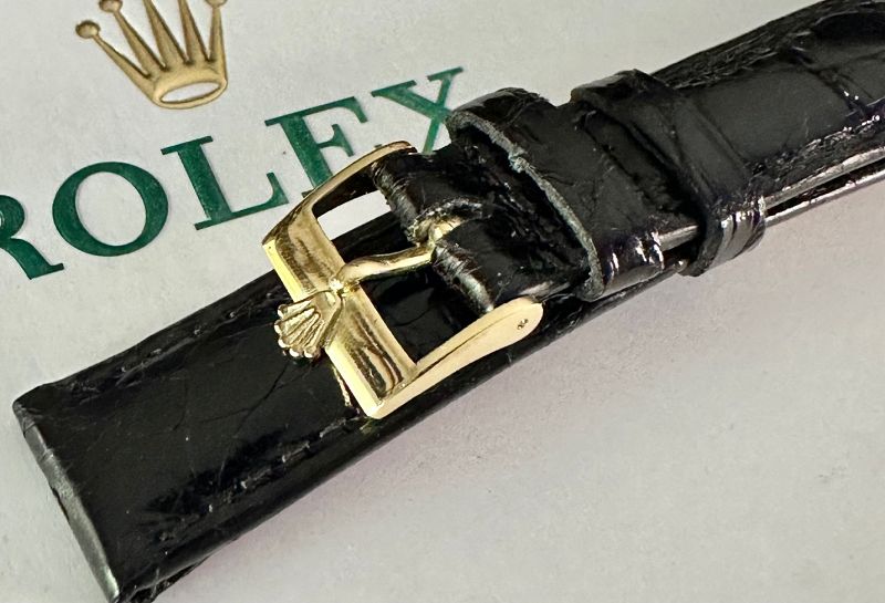 ROLEX 14mm Buckle 18k Gold ROLEXSA .750 SWISS 16mm Black ROLEX 14mm Buckle 18k Gold ROLEXSA .750 SWISS 16mm Black