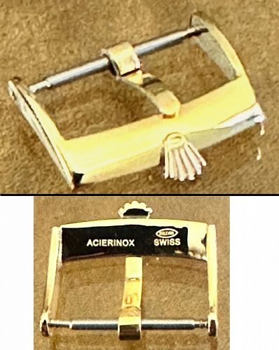 ROLEX 18mm Yellow Logo Buckle Laser marked: ROLEXSA ACIERINOX SWISS