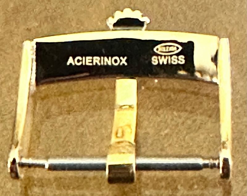 ROLEX 18mm Yellow Logo Buckle Laser marked: ROLEXSA ACIERINOX SWISS