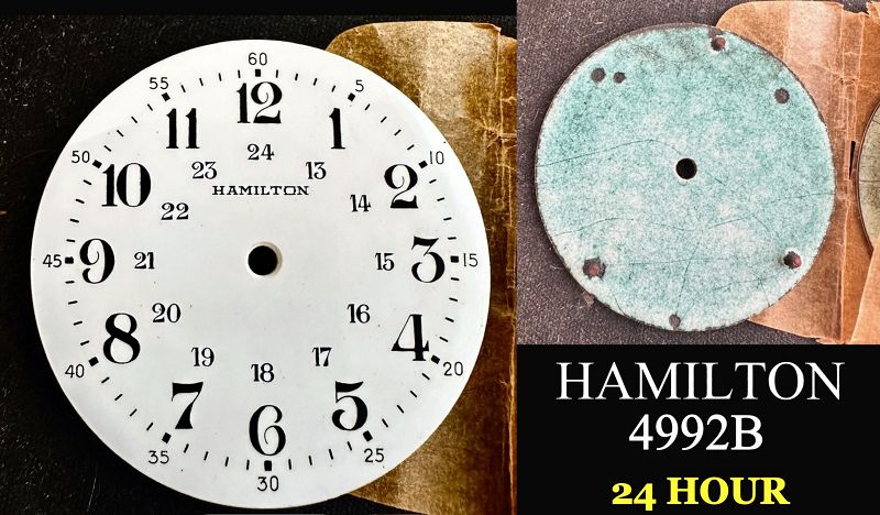 HAMILTON 4992B White Porcelain 24 HOUR DIAL 16 size Rare BRITISH