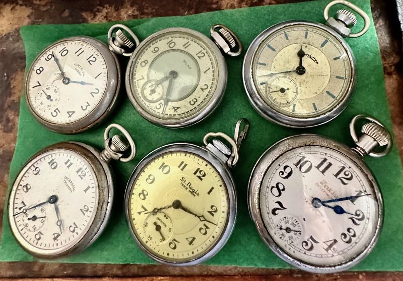 $ DOLLAR POCKET WATCH COLLECTION OF 6 as is complete