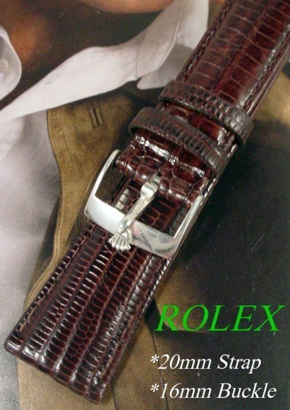 Vintage Rolex 16mm Stainless Logo Buckle 20mm Genuine Lizard Strap