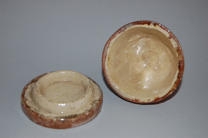 Two ceramic kogo, Daruma, Raku-ware, Japan, Meiji era