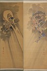 Paintings, Raiden Futen, Soseki, Japan, Meiji/Taisho