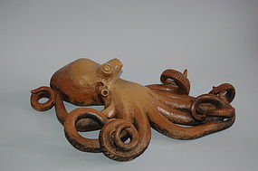 Ceramic sculpture, octopus, Japan Showa era