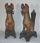 Pair Shinto guardian foxes, earthenware, Japan, 19th c.