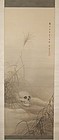 Scroll painting, skull in field between fall grasses, Japan, 1915