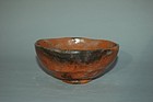 Chawan tea bowl, red Raku ware, Japan, Edo period