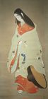 Large hanging scroll, court lady in travel dress, Japan, Taisho era