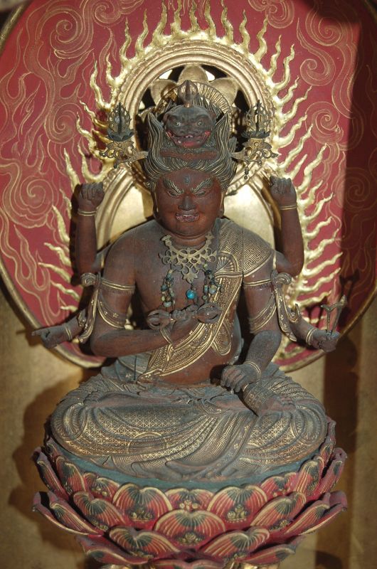 Zushi Buddhist shrine, sitting Aizen Myoo, Japan, 18th century