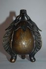 Bronze incense burner, 3 eggplants, leaves, trees, Xuande mark, China