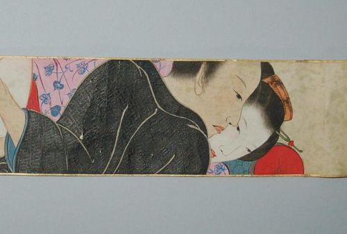 Tiny handscroll, shunga erotic scenes, Katsushika Hokusai style, Japan