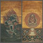 Pair scroll paintings: Aizen Myoo and Daiitoku Myoo on buffalo, Japan