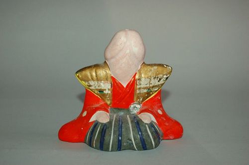 Ceramic erotic statue of a penis in kamishimo ceremonial dress, Japan