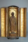 Zushi, Buddhist shrine, wooden Amida Buddha on lotus dais, Japan