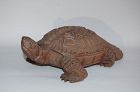 Sculpture of a Minogame turtle, jindai-sugi cedar wood, Japan