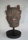 Large kitchen mask of oni, demon, polychromed wood, Japan