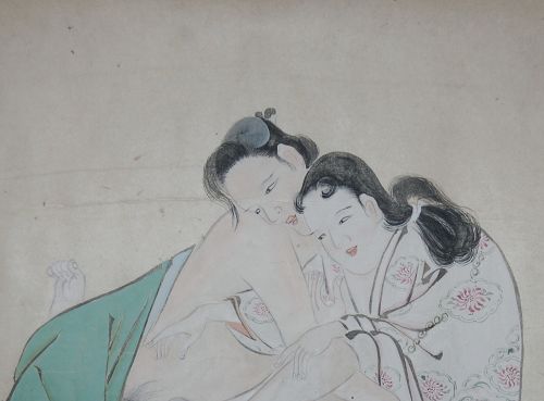 Makimono hand scroll, ten shunga paintings, Miyagawa Choshun, Japan