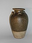Storage jar with lugs, brown glazed stoneware, Sukhothai, Thailand