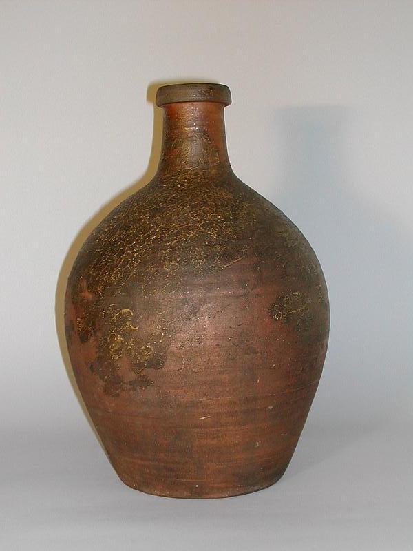 Large bottle for sake, stoneware, Tanba, Japan 19th c