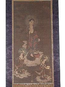 Scroll painting, descent of Amida Buddha, Japan, 18th c