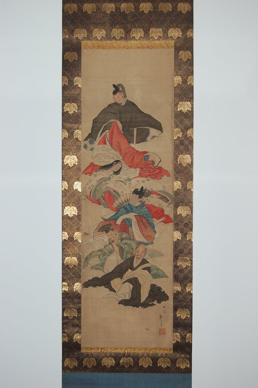 Scroll painting, rokkasen, Hokusai style, Japan, 19th c