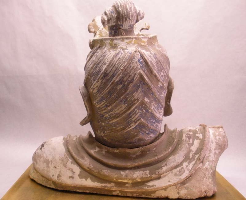 Yuan Dynasty stucco Lokapala bust v9